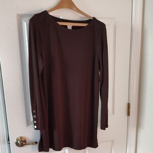 Chico's Long Sleeve Brown Shift Dress